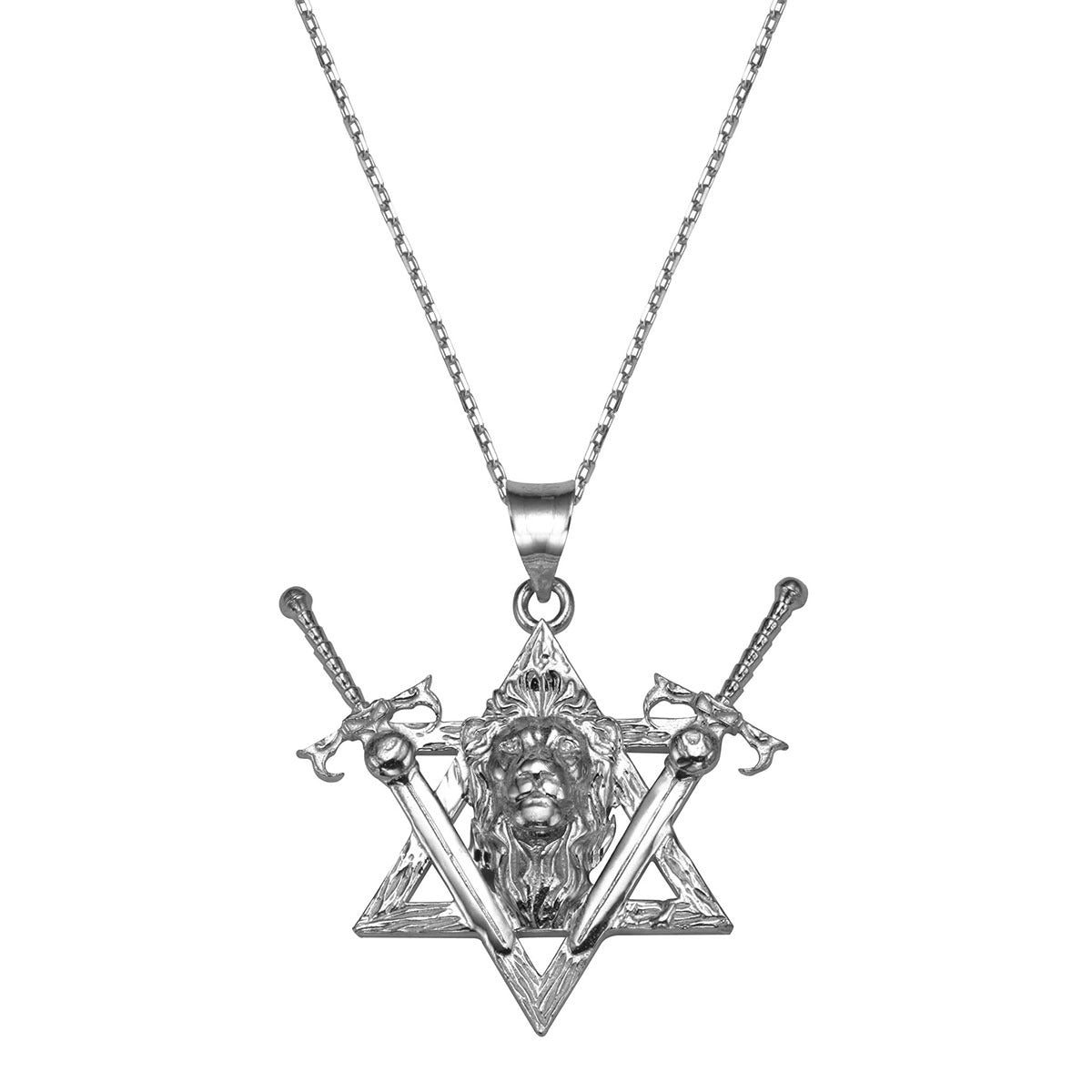 Silver Lion with swords Star of David