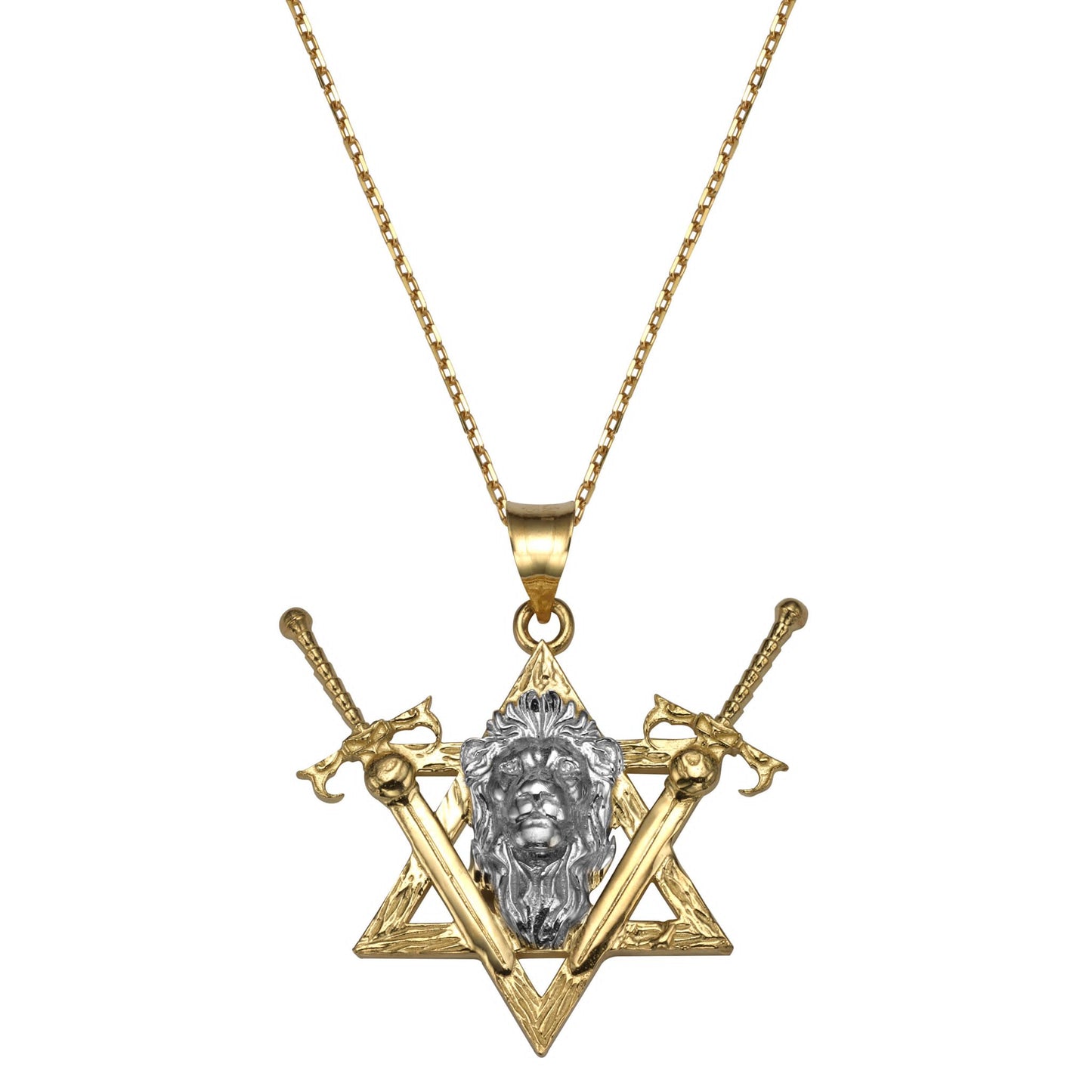Gold Lion with swords Star of David